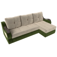 Угловой диван Меркурий (микровельвет бежевый зеленый)  - Изображение 1